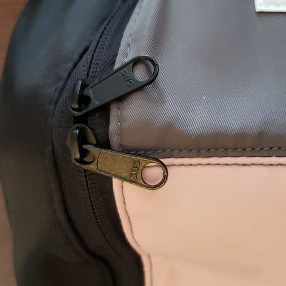 Pink and Grey Padded Travel Pack with 2 Zippered Pockets and Detachable Pouch - Picture 7 of 10